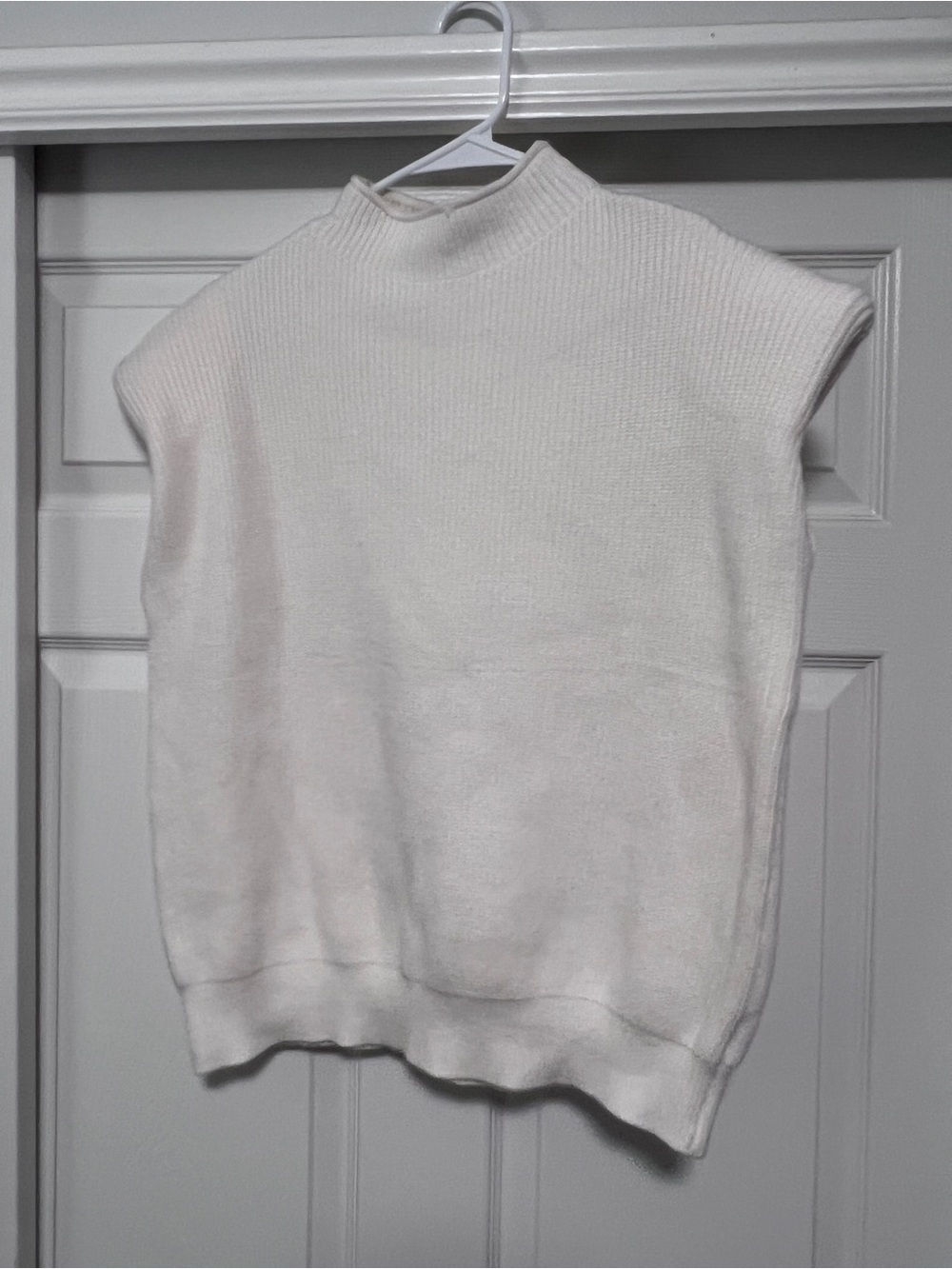 Men's Cream Mock Neck Knit Sweater Vest